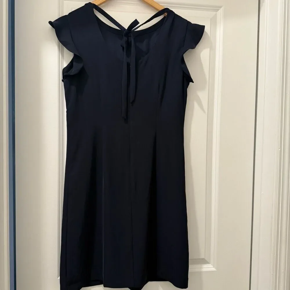 Loft Women’s Navy Blue Flutter Shirt Dress Tie Back Size 6